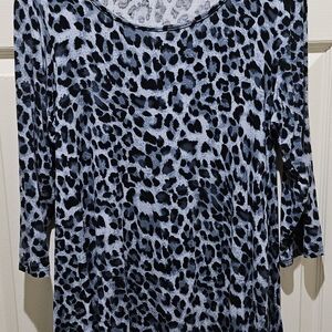 Leopard Print Women's Top - Black and Gray